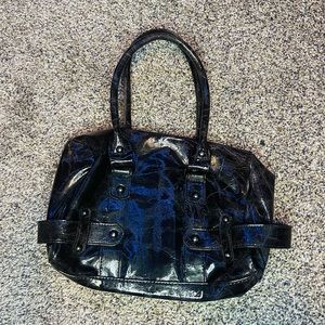 Black Faux Leather Purse Handbag